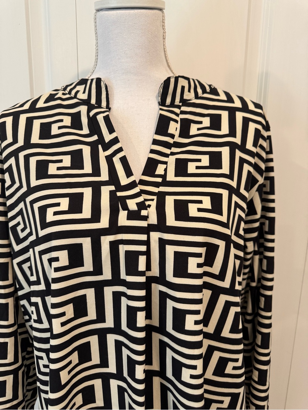 Made in Italy (PY) ❤️ Geometric Greek Key Tunic Shirt Dress M/L. - Picture 7 of 15